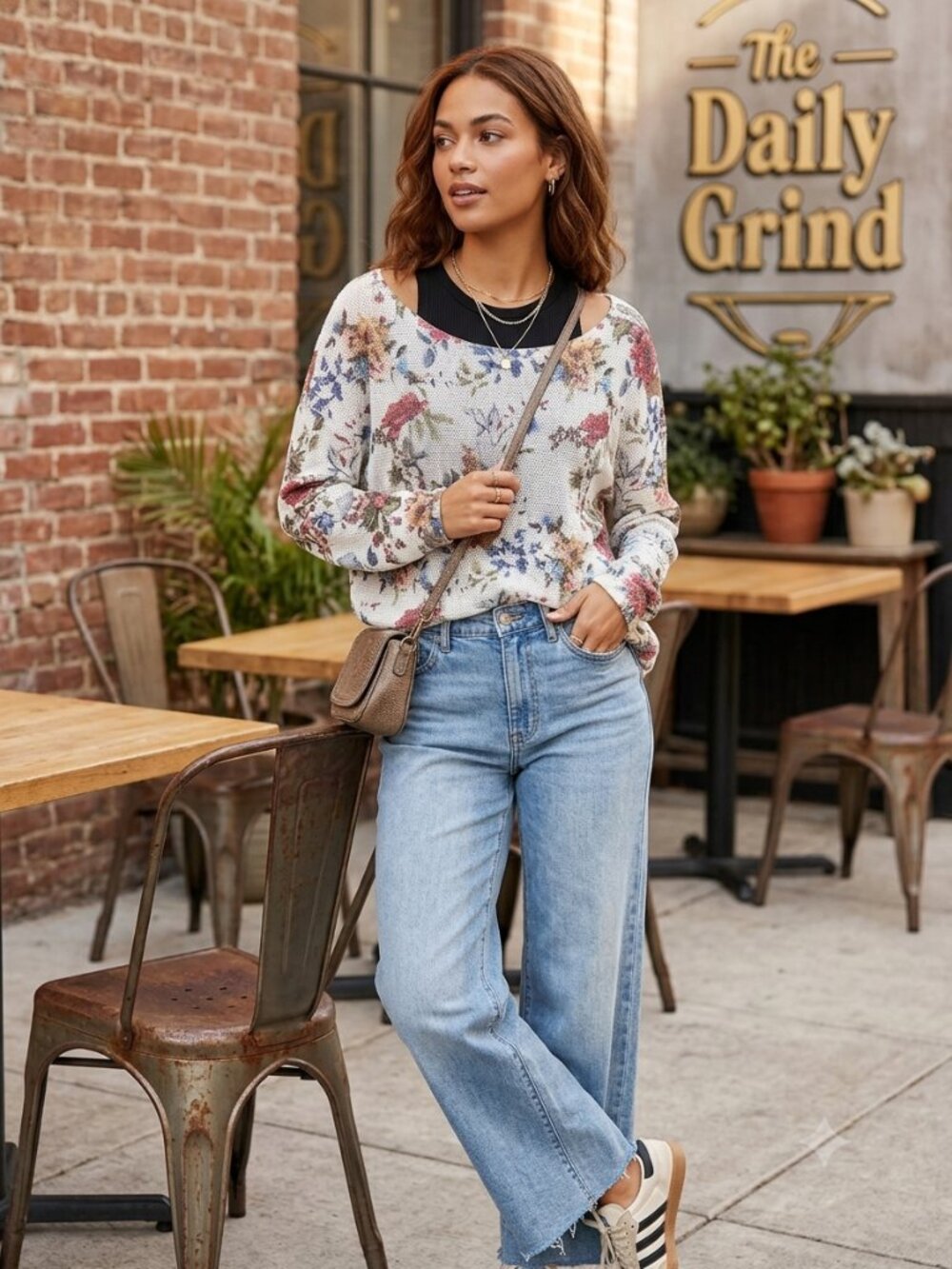 Anna Melani Floral Mesh Knit Sweater Medium Boatneck Slouchy FloralPullover Tops